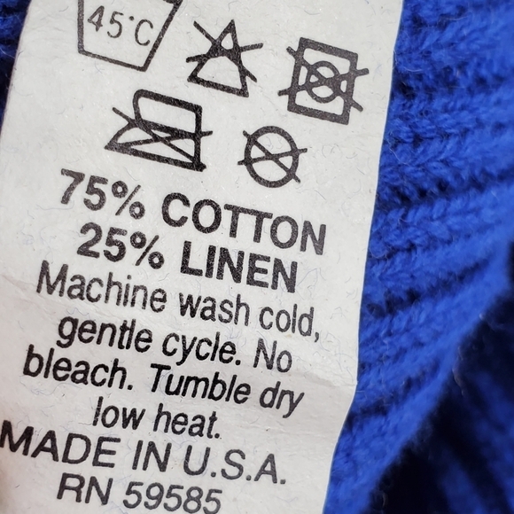 Vtg 90s Van Heusen Vest Dad Pullover Beige Blue Striped Linen Cotton Men L NWT - Picture 12 of 15